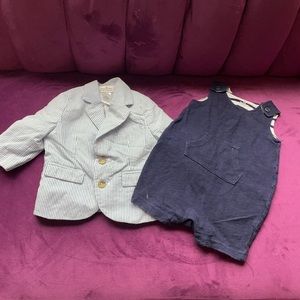 WORN Janie&Jack Searsucker Blazer for Baby Boy & Baby Gap Overall (Note Sizes)